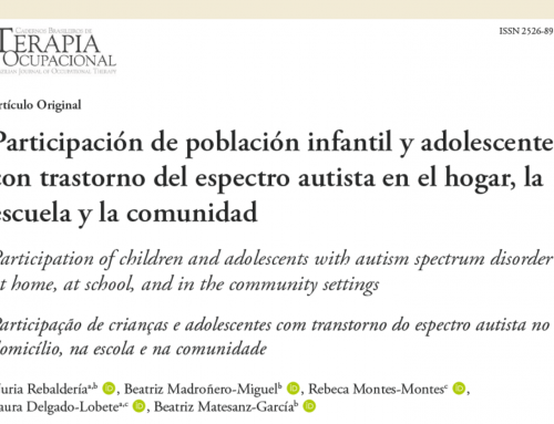 Nueva publicación de nuestras compañeras del Dto. de Terapia Ocupacional Nuria Rebaldería y Beatriz Matesanz